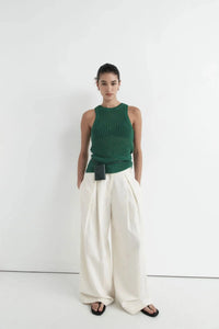 St. Agni Tank Cotton Crochet Tank, Verde Soho-Boutique