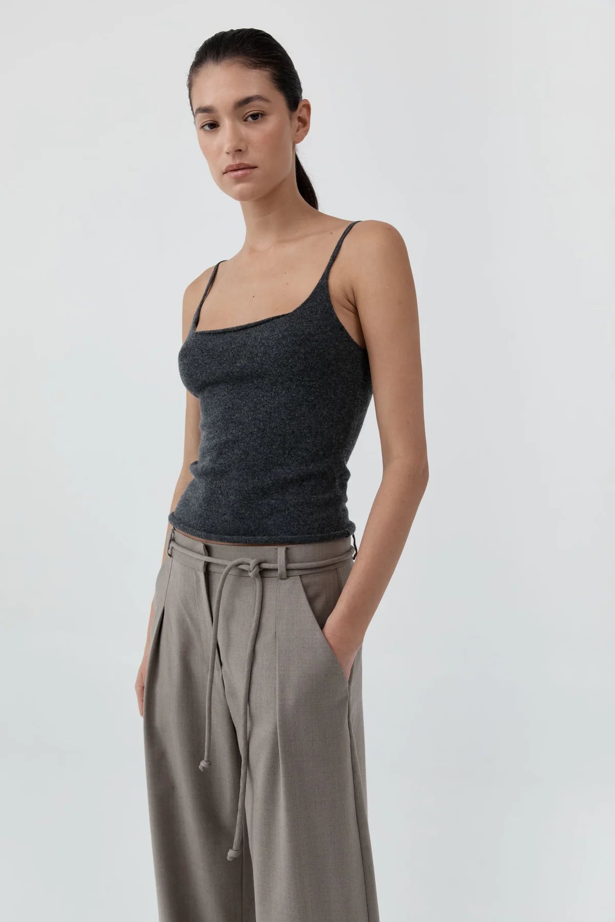 St. Agni Tank Merino Slim Wool Tank, Charcoal Melange Soho-Boutique