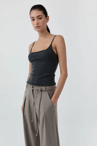 St. Agni Tank Merino Slim Wool Tank, Charcoal Melange Soho-Boutique