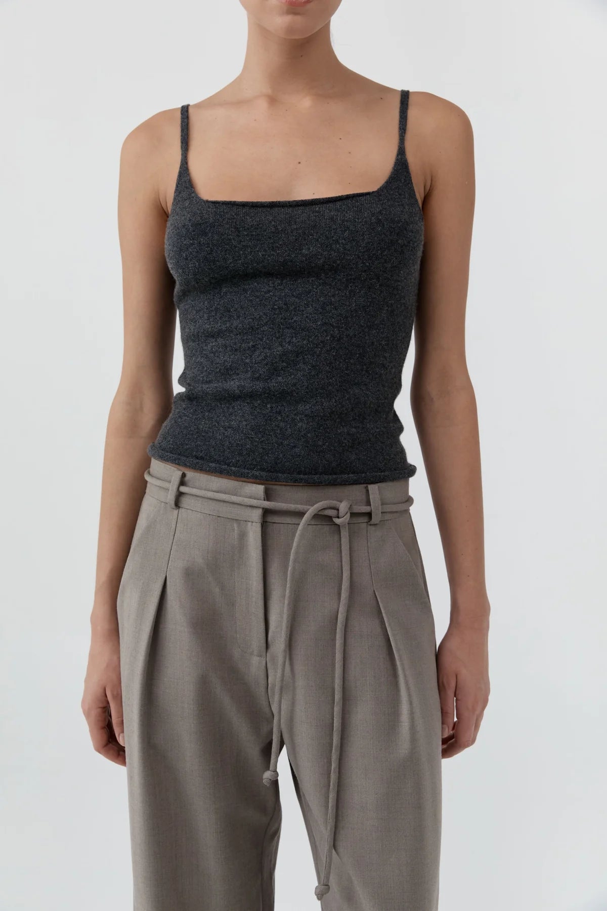 St. Agni Tank Merino Slim Wool Tank, Charcoal Melange Soho-Boutique
