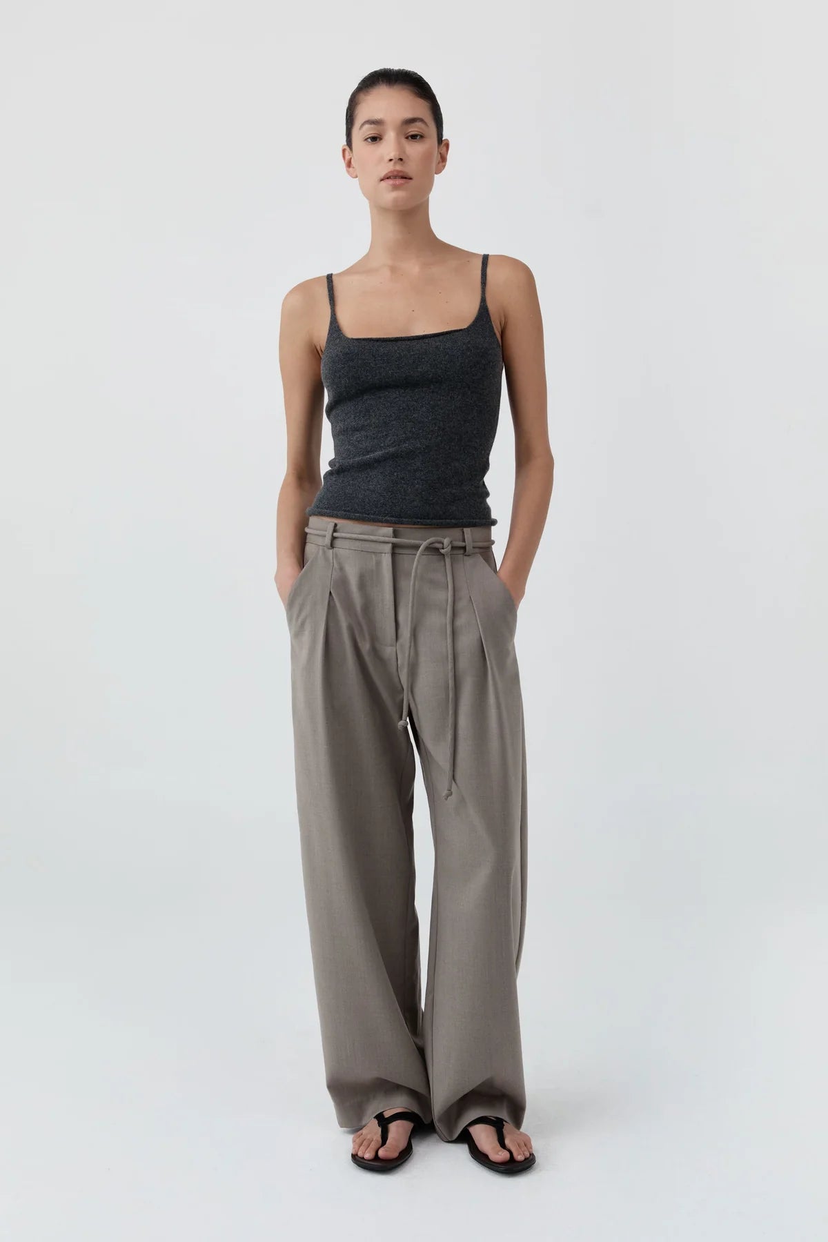St. Agni Tank Merino Slim Wool Tank, Charcoal Melange Soho-Boutique