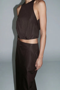 St. Agni Top Paper Taffeta Cocoon Top, Mocha Soho-Boutique