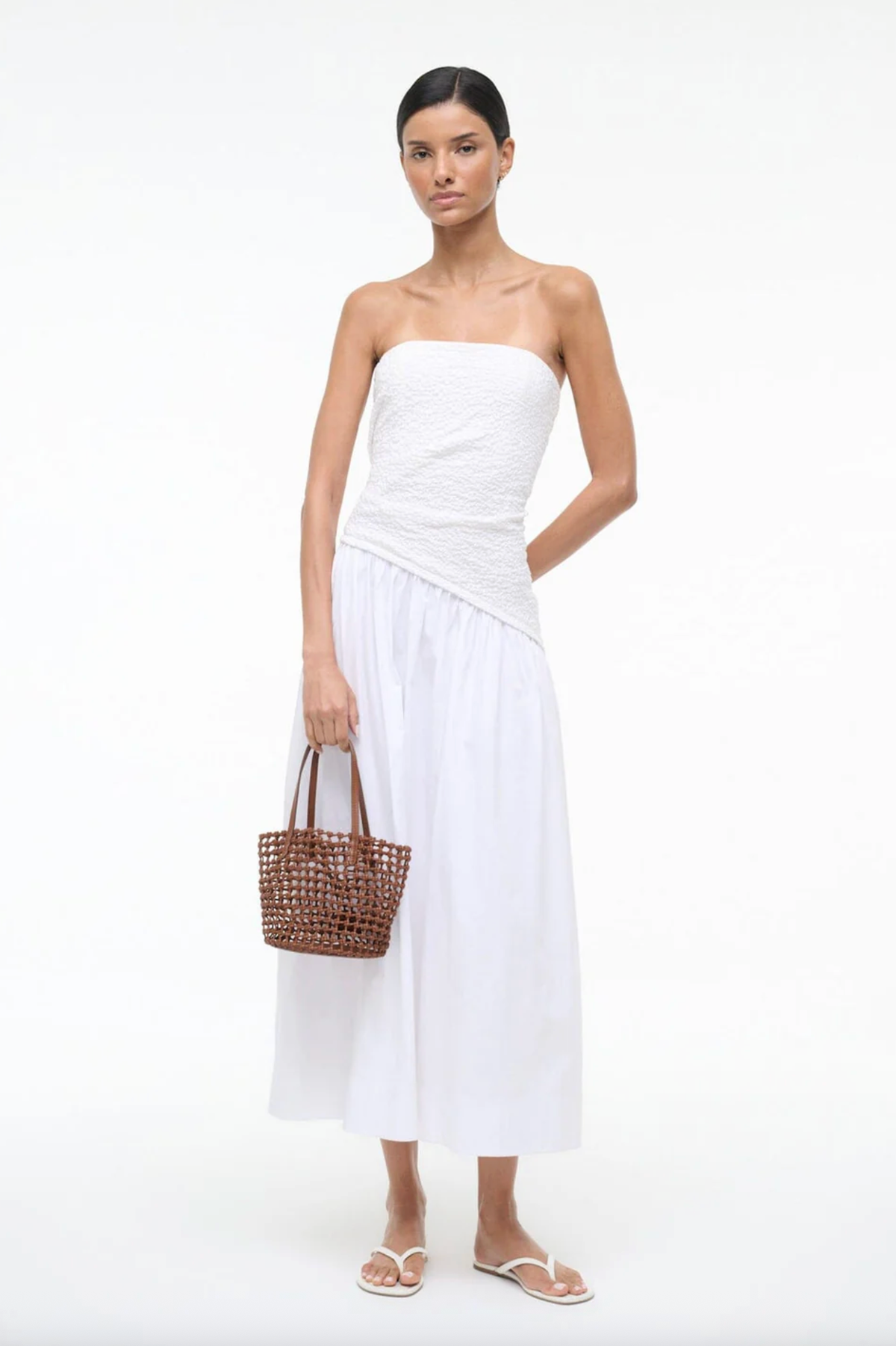 Staud Bag Caro Bucket, Tan Woven Soho-Boutique