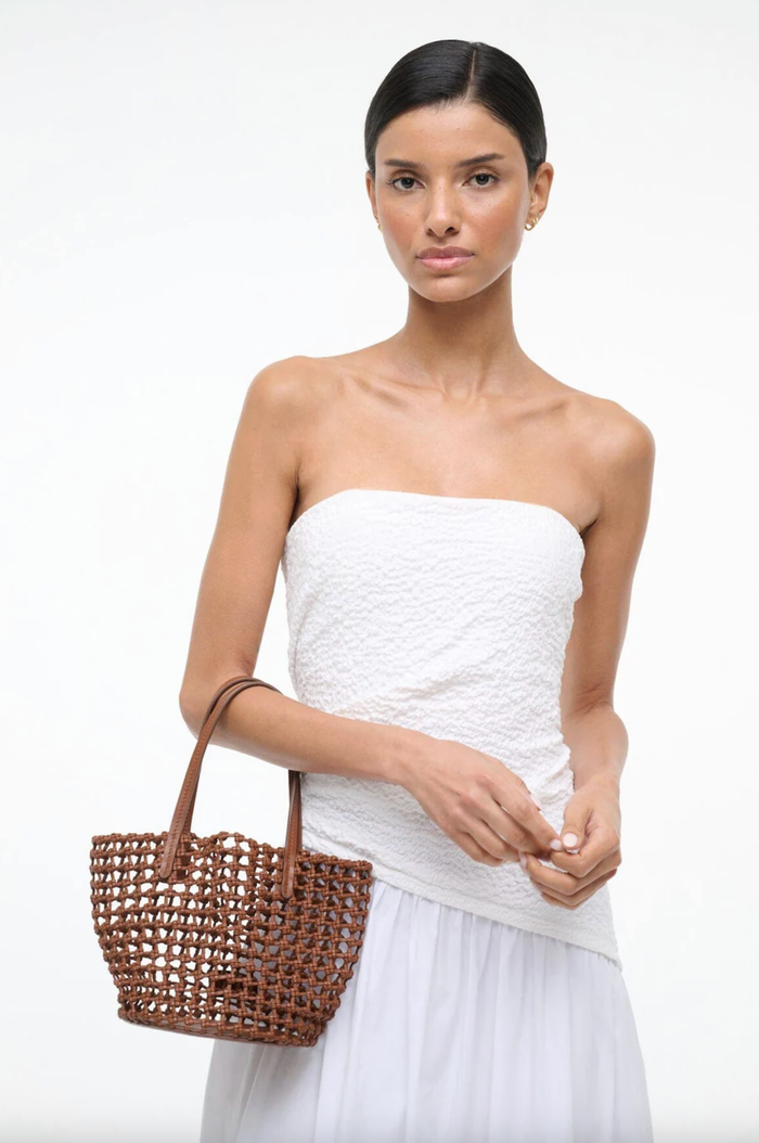 Staud Bag Caro Bucket, Tan Woven Soho-Boutique