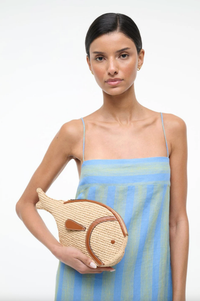 Staud Bag Pesce Raffia Clutch, Natural Tan Soho-Boutique