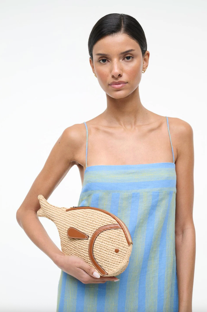 Staud Bag Pesce Raffia Clutch, Natural Tan Soho-Boutique