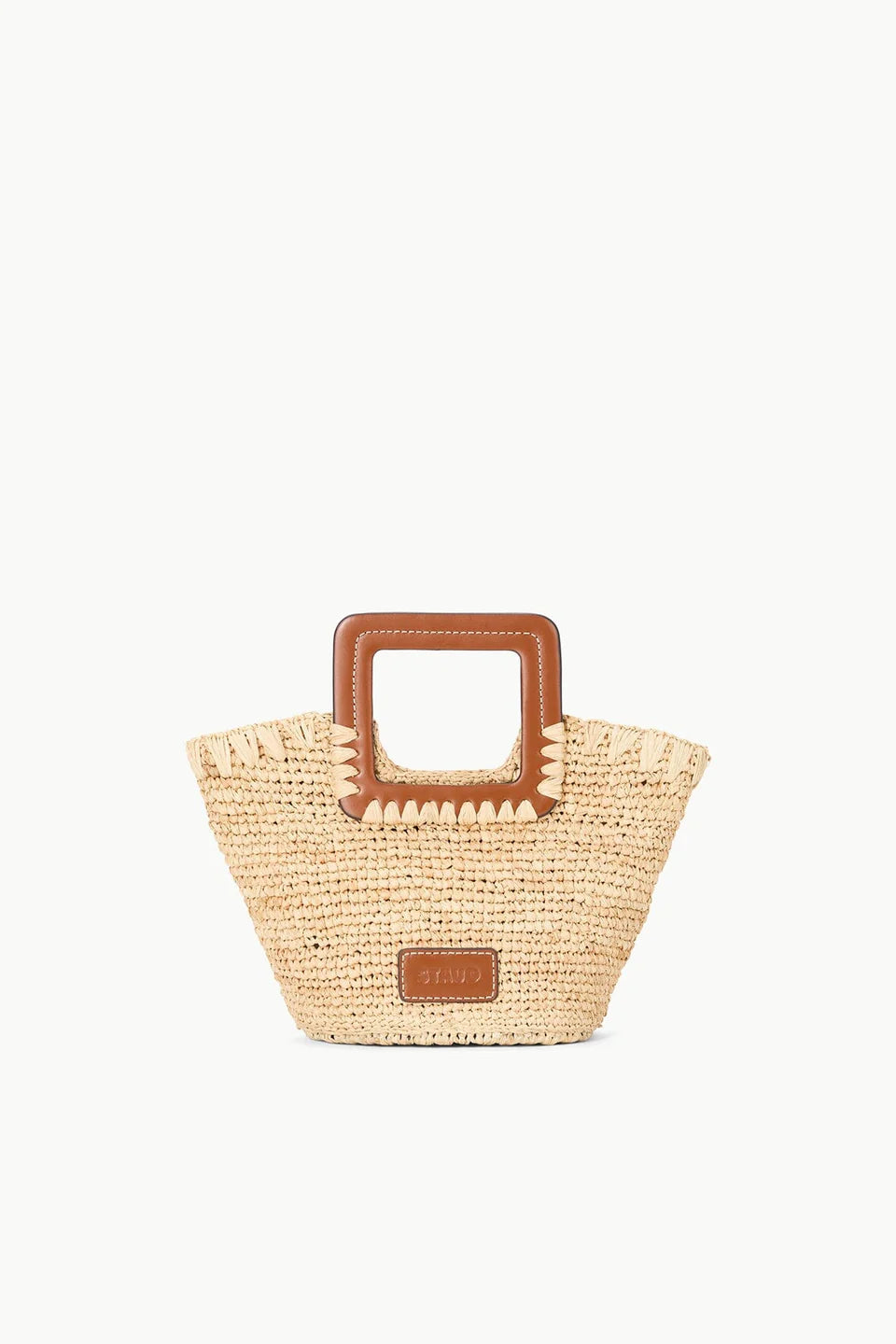 Staud Bag Shirley Raffia Mini Bucket Bag, Natural Tan Soho-Boutique