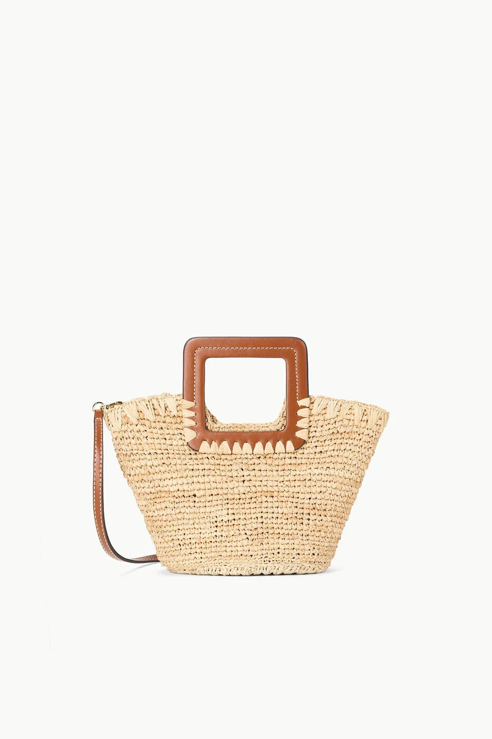 Staud Bag Shirley Raffia Mini Bucket Bag, Natural Tan Soho-Boutique