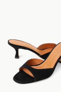 Staud Heel Brigitte Mule, Black Suede Soho-Boutique