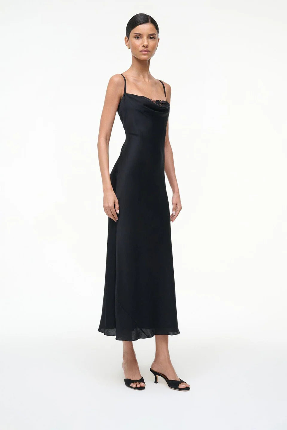 Staud Heel Brigitte Mule, Black Suede Soho-Boutique