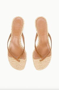 Staud Shoe Freja Thong Kitten Heel, Tabac Natural Soho-Boutique