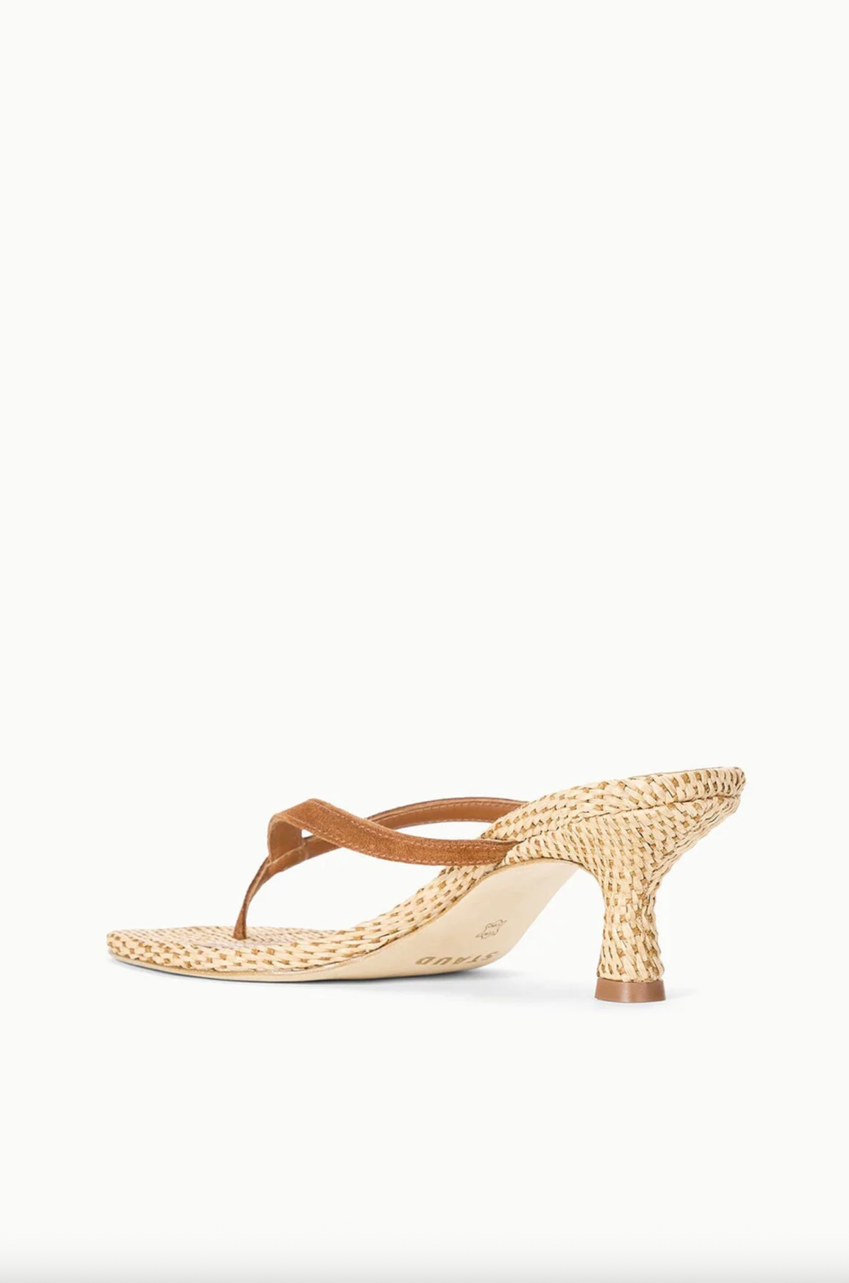 Staud Shoe Freja Thong Kitten Heel, Tabac Natural Soho-Boutique