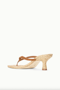 Staud Shoe Freja Thong Kitten Heel, Tabac Natural Soho-Boutique