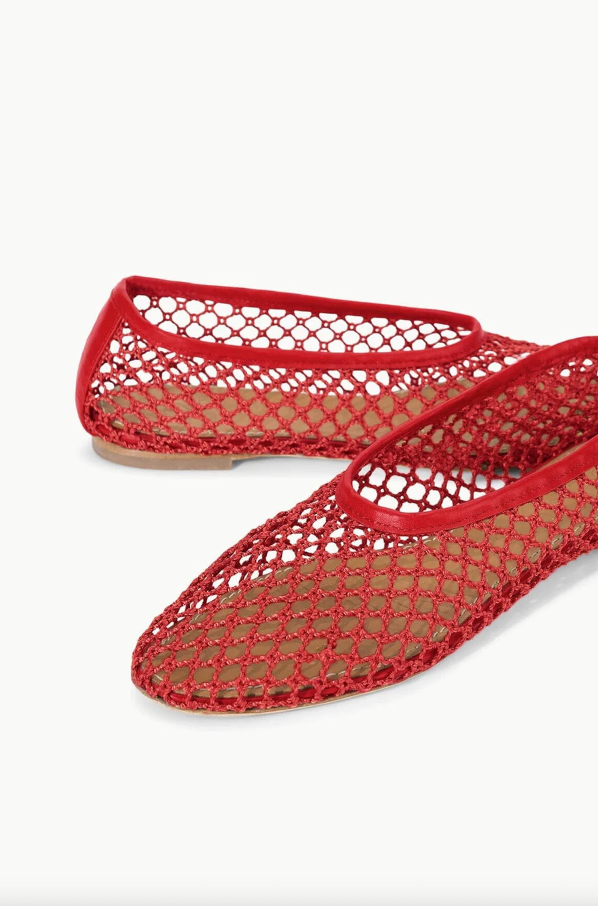 Staud Shoes Alba Ballet, Red Netting Soho-Boutique