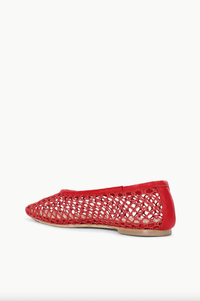 Staud Shoes Alba Ballet, Red Netting Soho-Boutique
