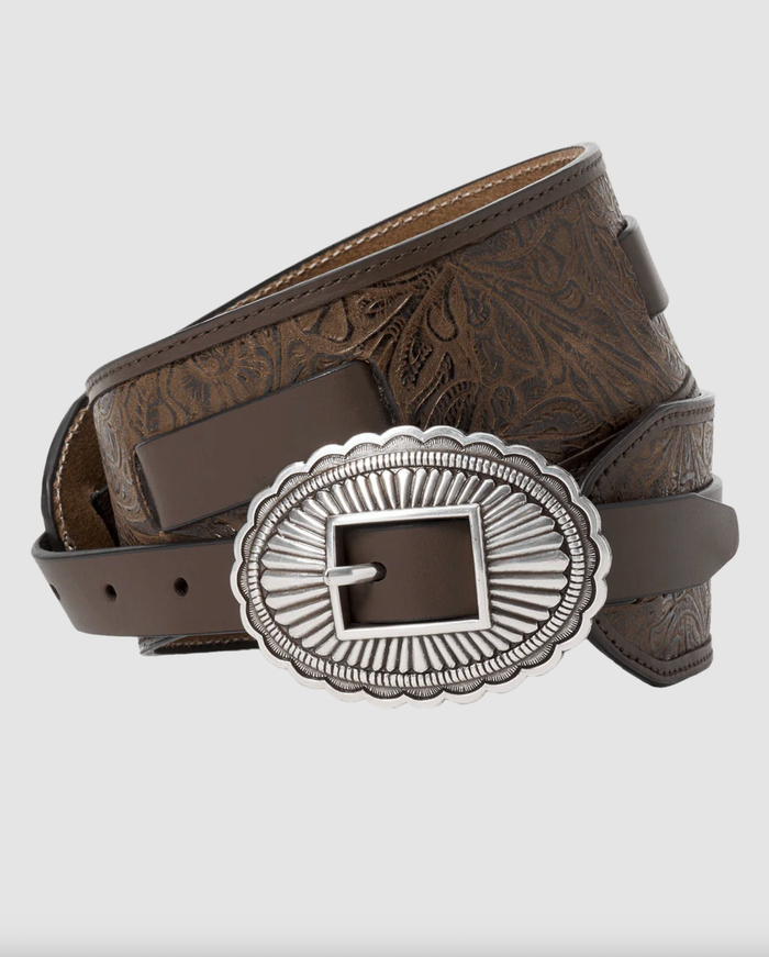 The Great Belt The Tooled Waist Belt, Brown Silver Soho-Boutique