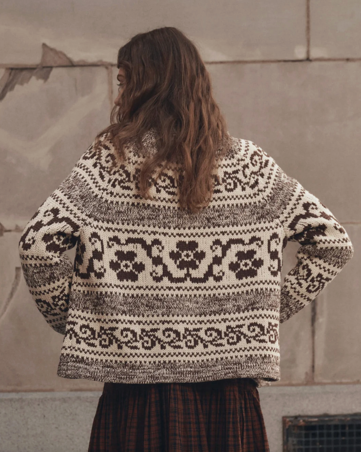 The Great Cardigan The Nordic Flower Lodge Cardigan, Marled Chestnut Soho-Boutique