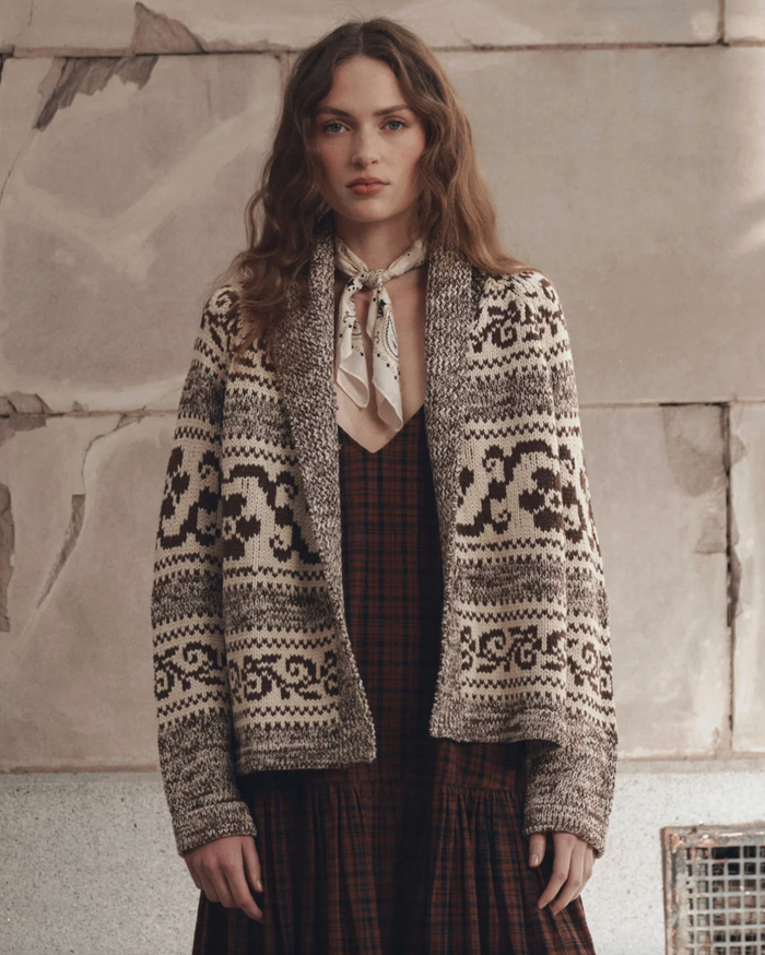 The Great Cardigan The Nordic Flower Lodge Cardigan, Marled Chestnut Soho-Boutique