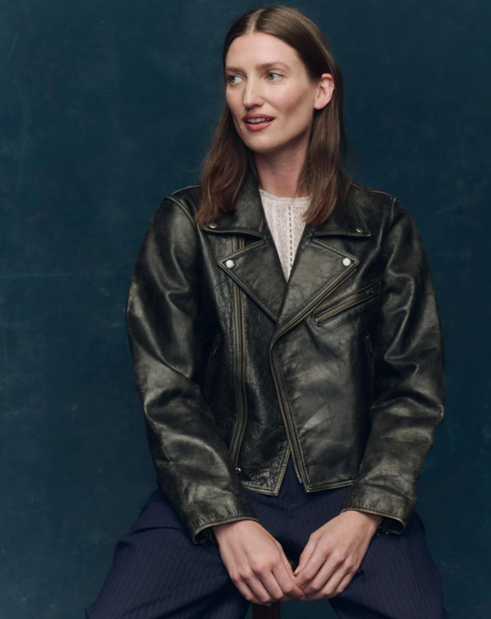 The Great Jacket The Perfect Leather Jacket, Worn Black Soho-Boutique