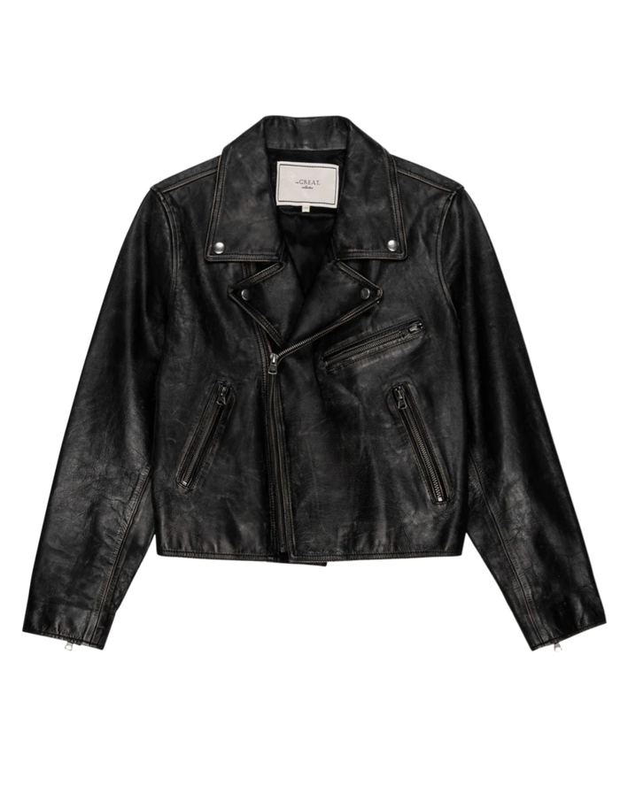 The Great Jacket The Perfect Leather Jacket, Worn Black Soho-Boutique