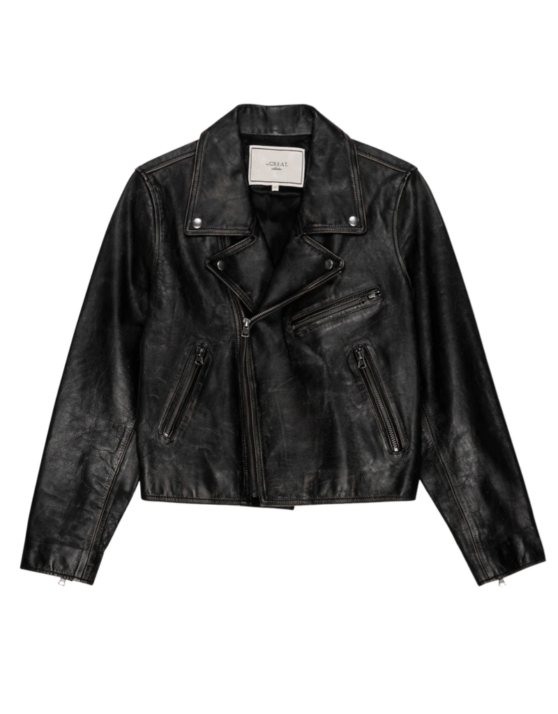 The Great Jacket The Perfect Leather Jacket, Worn Black Soho-Boutique