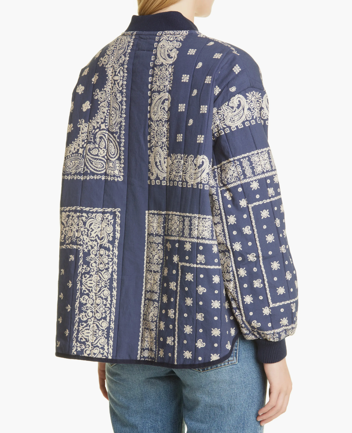 The Great Jacket The Quilted Bomber, Navy Bandana Soho-Boutique