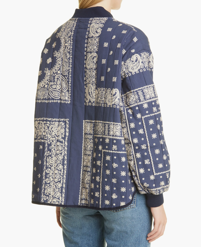 The Great Jacket The Quilted Bomber, Navy Bandana Soho-Boutique