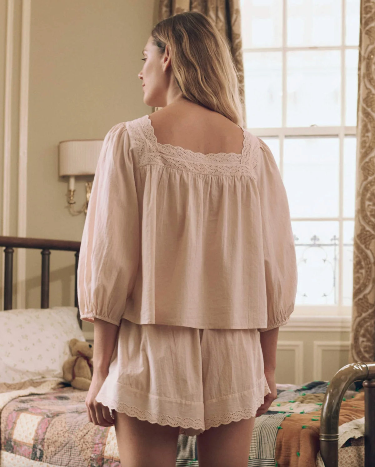 The Great Pajamas The Eyelet Button Sleep Top, Washed Rose Soho-Boutique