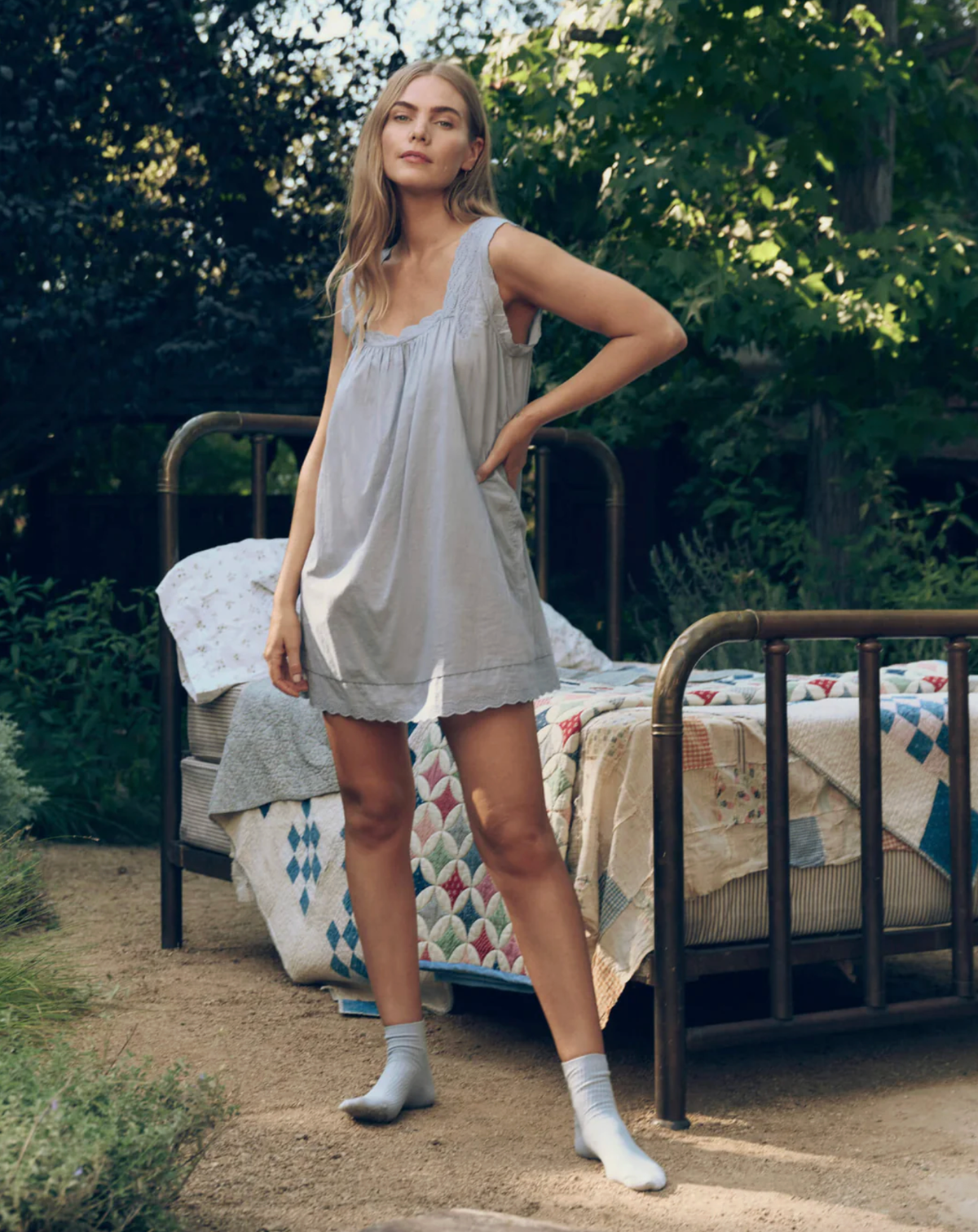 The Great Pajamas The Eyelet Mini Tank Dress, Rainwater Soho-Boutique