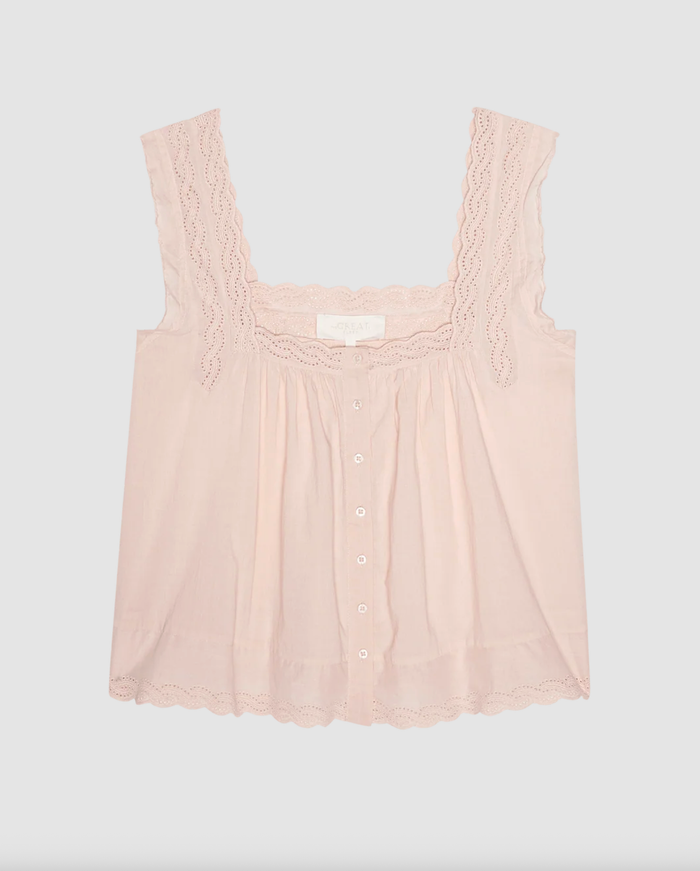 The Great Pajamas The Eyelet Tank, Washed Rose Soho-Boutique