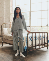 The Great Pajamas The Pajama Shirt, Black Cream Stripe Soho-Boutique