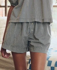 The Great Pajamas The Sleep Boxer Short, Black Cream Stripe Soho-Boutique