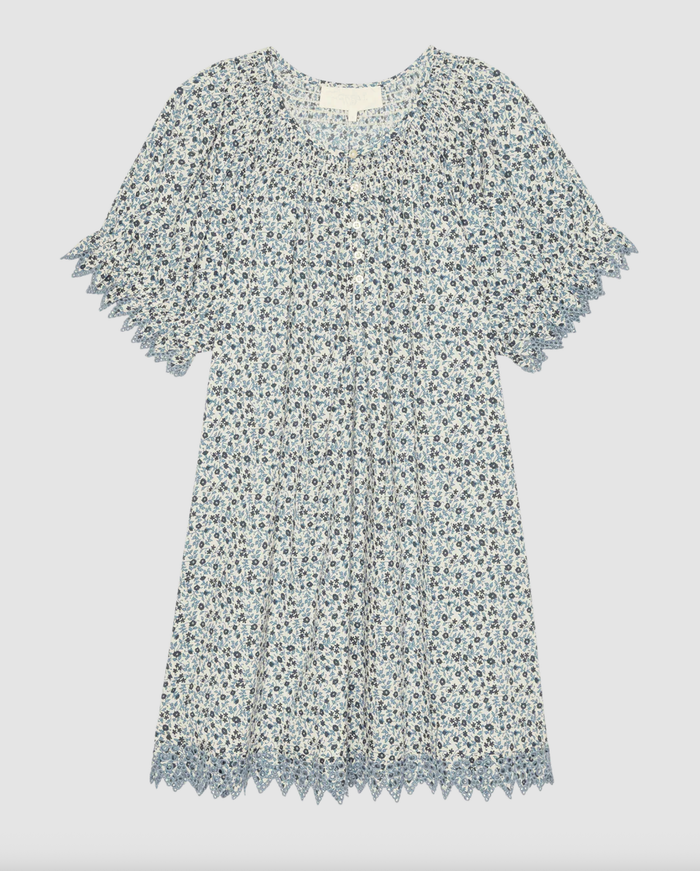 The Great Pajamas The Smocked Sleep Eyelet Dress, Bluebell Ditsy Soho-Boutique