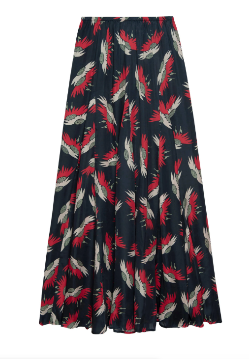 The Great Skirt The Godet Skirt, Navy Birds of Paradise Soho-Boutique