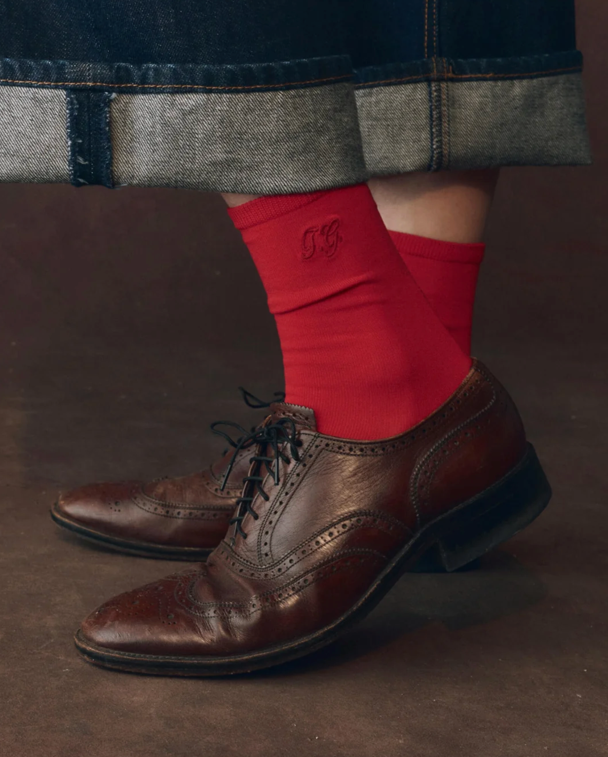 The Great Socks The Monogrammed Trouser Sock, Poppy Red Soho-Boutique