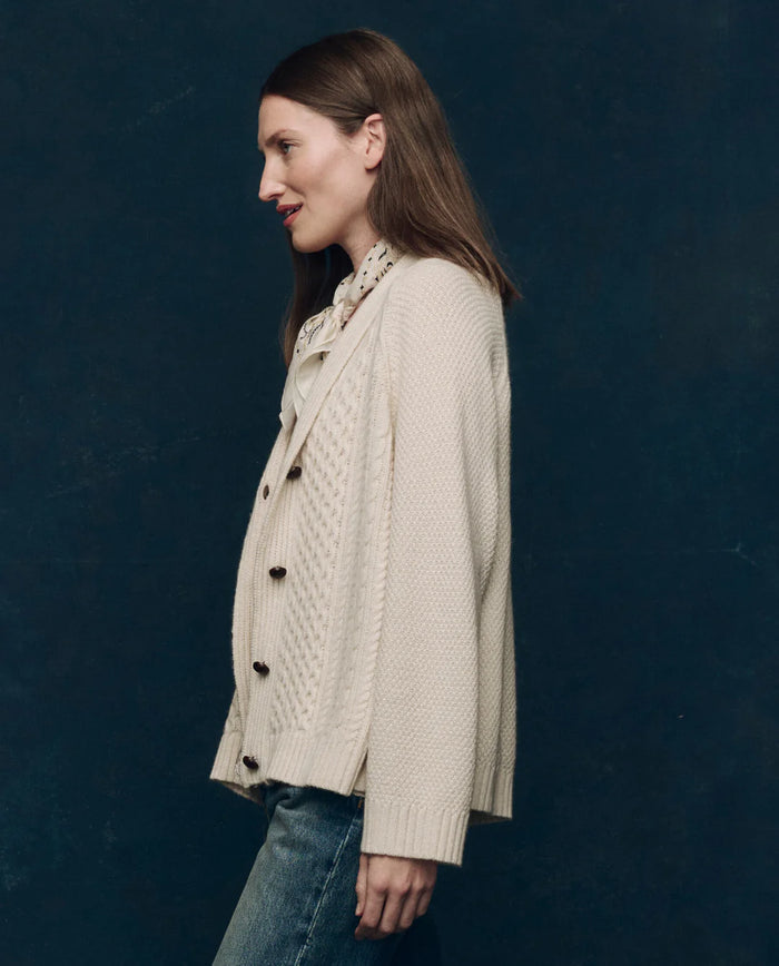 The Great Sweater The Cashmere Cable Lodge Cardigan, Cream Soho-Boutique