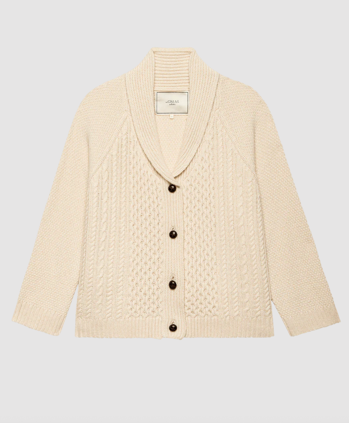 The Great Sweater The Cashmere Cable Lodge Cardigan, Cream Soho-Boutique