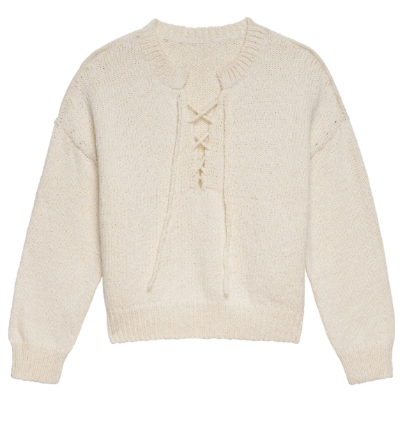 The Great Sweater The Lace Up Pullover, Bone Soho-Boutique