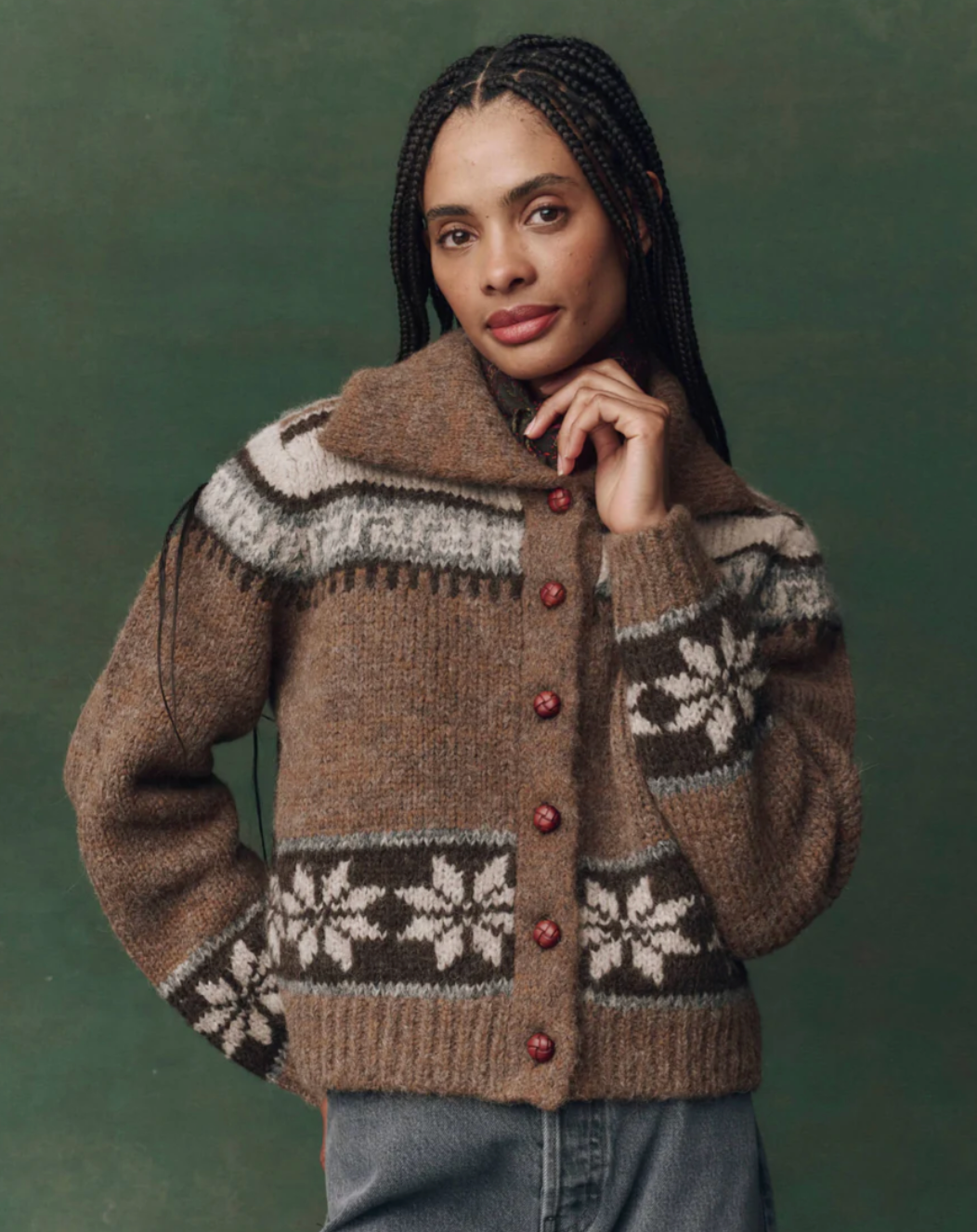 The Great Sweater The Nordic Scholar Cardigan, Hickory Fair Isle Soho-Boutique
