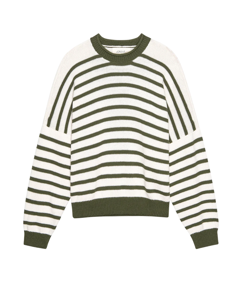 The Great Sweater The Roll Neck Pullover, Olive Cream Soho-Boutique