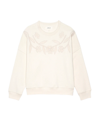 The Great Sweatshirt The Floral Applique Teammate Sweatshirt, Washed White Soho-Boutique