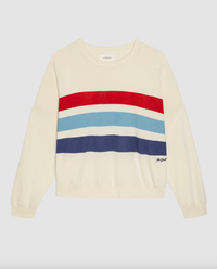 The Great Sweatshirt The Teammate Sweatshirt W/ Saltwater Stripe, Washed White Soho-Boutique
