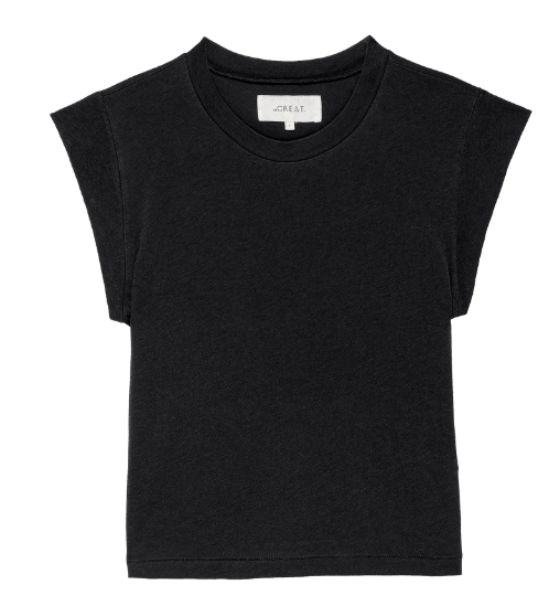 The Great T-Shirt The Peak Shoulder Tee, Washed Black Soho-Boutique