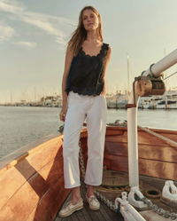 The Great Tank The Scalloped Eyelet Tank, Black Soho-Boutique