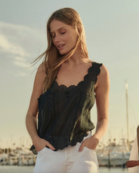 The Great Tank The Scalloped Eyelet Tank, Black Soho-Boutique