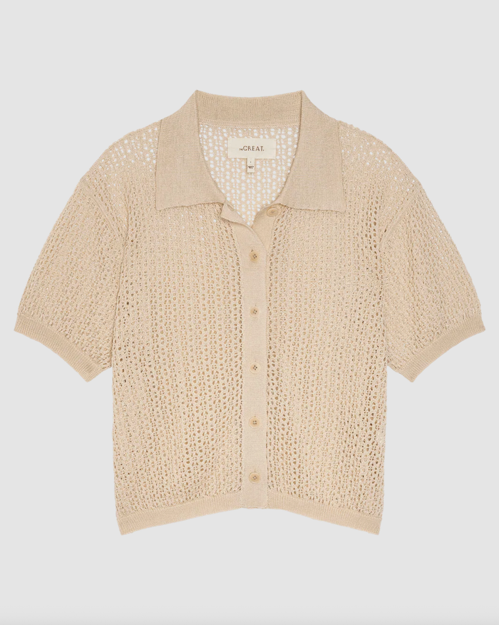 The Great Top The Crochet Polo, Cream Soho-Boutique