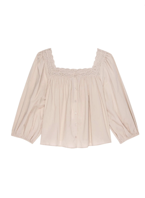 The Great Top The Eyelet Button Top, Soft Rose Soho-Boutique