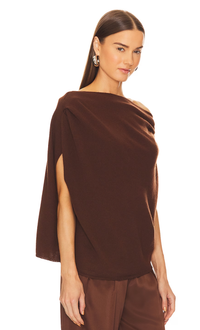 THE SEI Sweater Asymmetric Drape Sweater, Chocolate Soho-Boutique