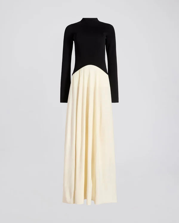 The Soglio Dress, Ecru/Noir