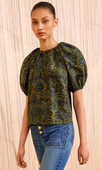 Ulla Johnson Blouse Talie Short Sleeve Blouse, Desert Jasper Soho-Boutique